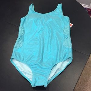 Girls Justice Teal swimsuit with lace